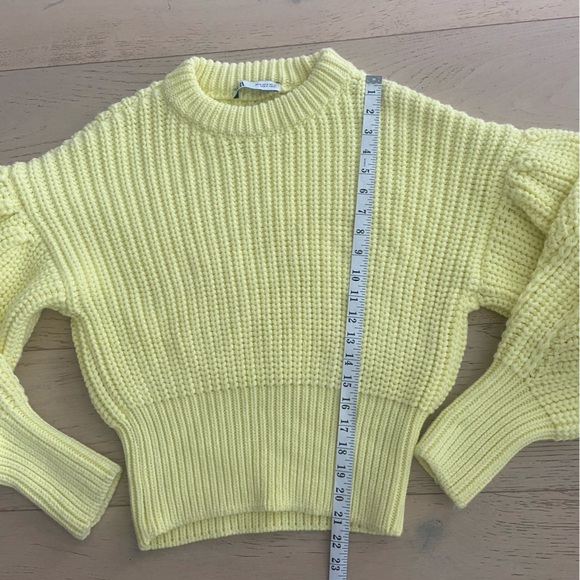 ZARA Chunky Purl Knit Sweater Medium Yellow Balloon Sleeve Crewneck EUC - Picture 8 of 10